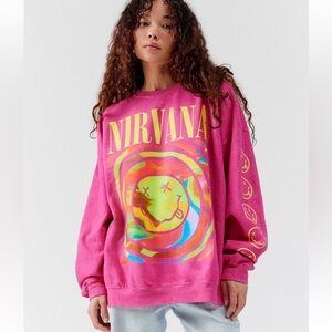 Urban Outfitters Nirvana Smile Overdyed Crew Neck Sweatshirt